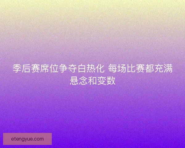季后赛席位争夺白热化 每场比赛都充满悬念和变数